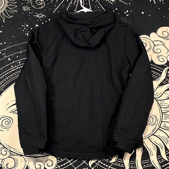 Eddie Bauer Jacket Mens M Black Bomber Windbreaker Fleece Lined Hooded Outerwear - Picture 3 of 6